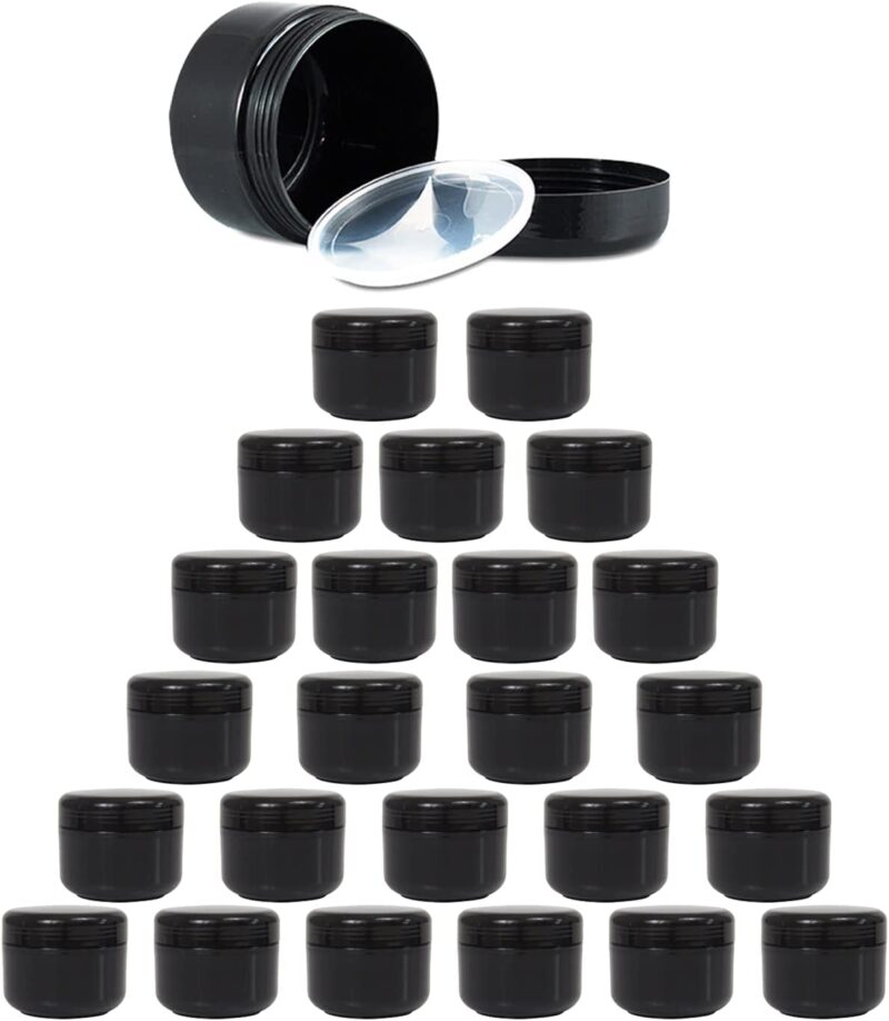 Black Plastic Cosmetic Creams Jars - Image 3