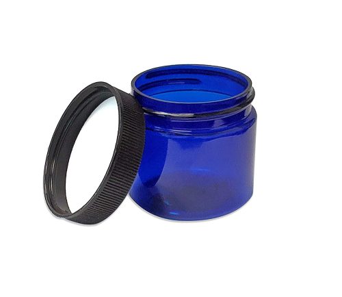 Blue PET Plastic Jars with Lids