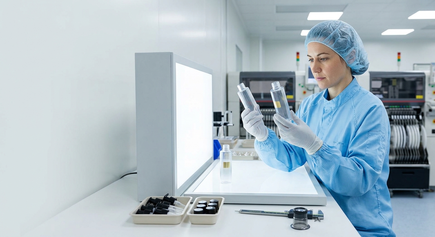 Visual inspection of cosmetic packaging color, surface, and decoration