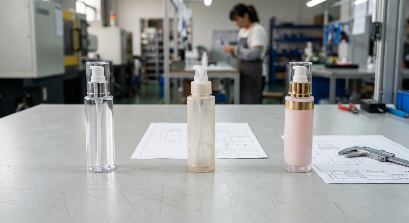 Stock, prototype, and decorated samples in a cosmetic packaging approval workflow