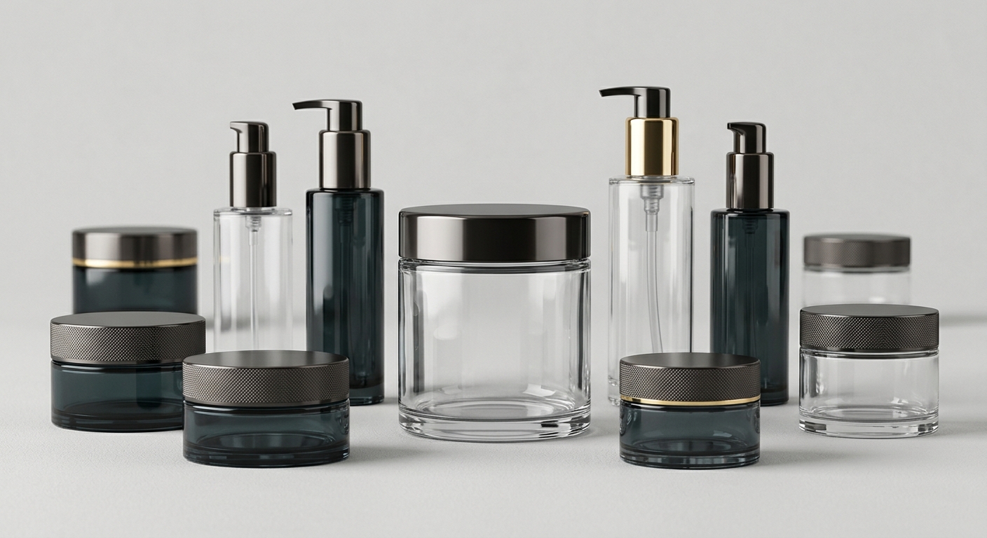 Sélection de flacons et pots cosmétiques YBJ pour un projet de dosage par pompe