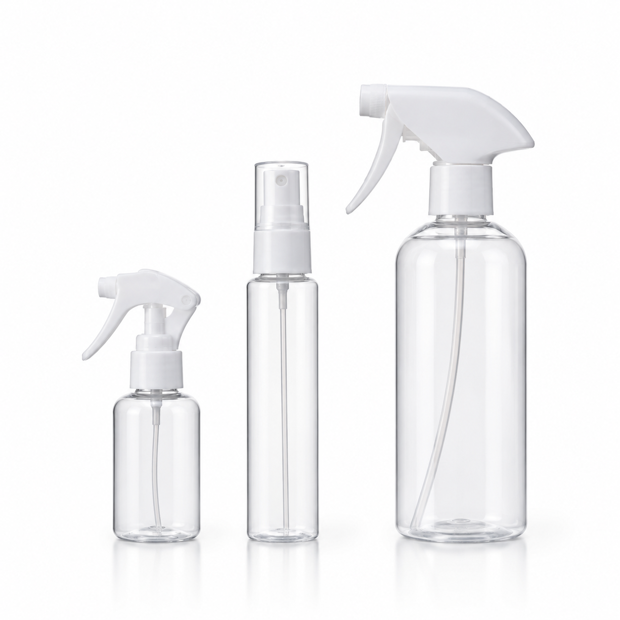 Mini trigger, fine mist and standard trigger spray bottle comparison