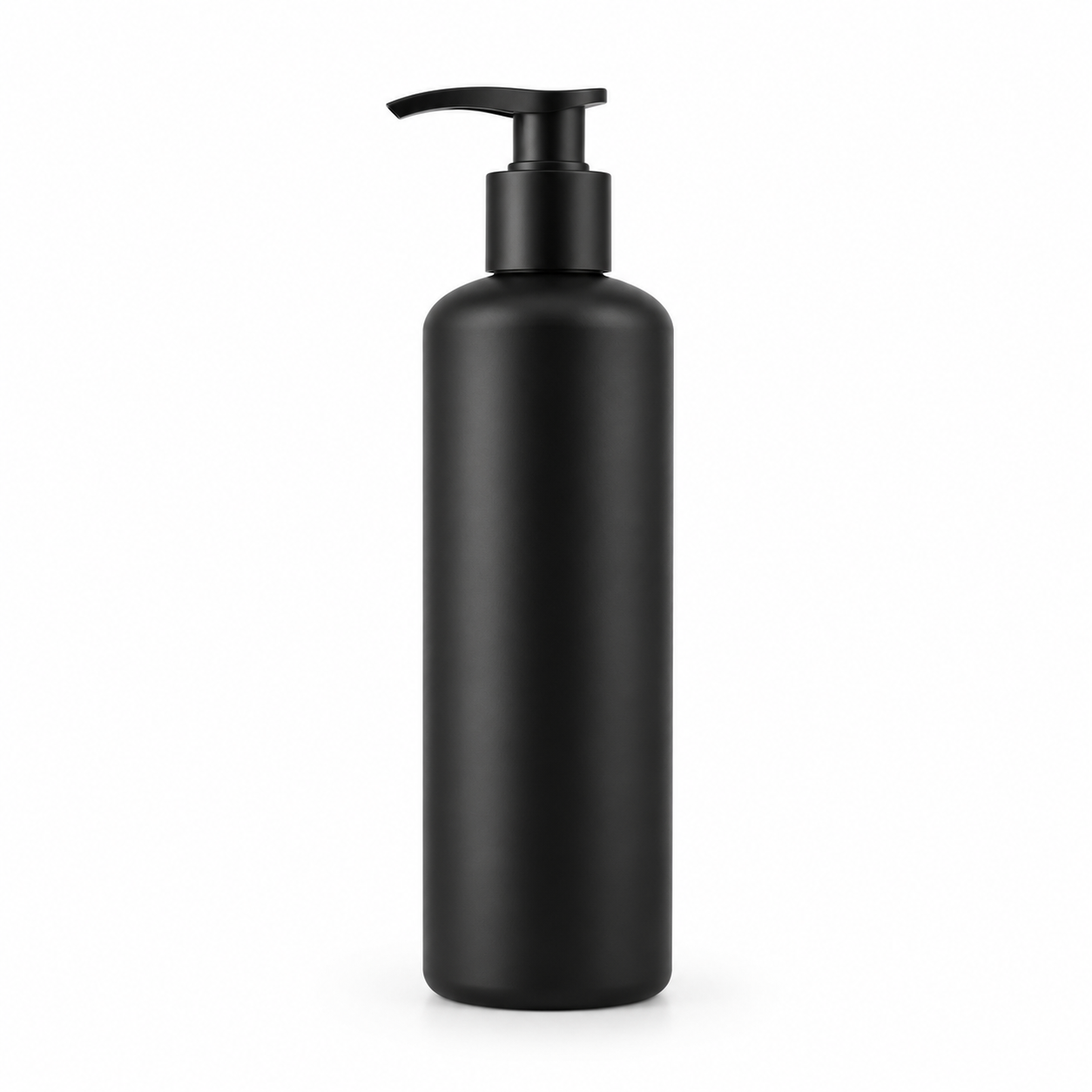 Black full-frosted PET shampoo bottle with lotion pump